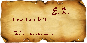 Encz Kornél névjegykártya